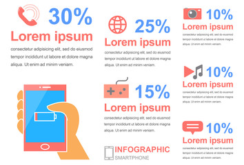 infographic battery smartphone, vector