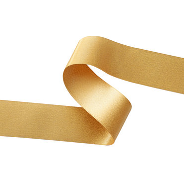 Golden ribbon border isolated on white, clipping path