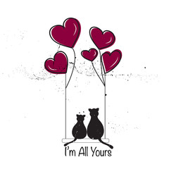 Cats in love, S. Valentine's day card