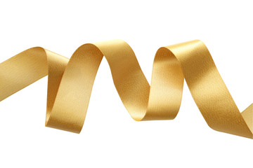 Golden ribbon border isolated on white, clipping path