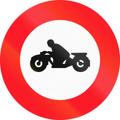 Road sign used in Switzerland - No motorcycles