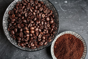 Coffee Beans and Ground Coffee