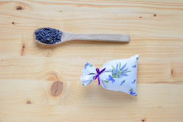 Lavender on wooden table.