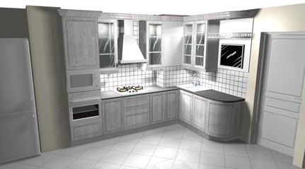 kitchen in a classic style, interior design 