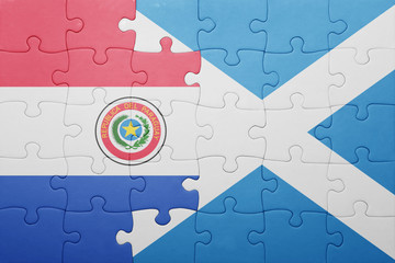 puzzle with the national flag of paraguay and scotland