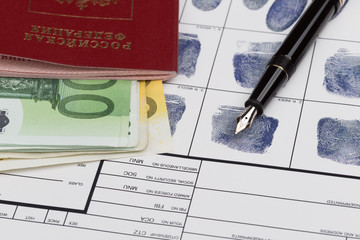 Fingerabdruck-Karte mit Reisepasses