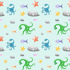 Deep-sea life seamless pattern