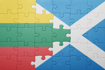 puzzle with the national flag of lithuania and scotland