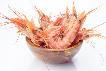 raw prawns isolated in white