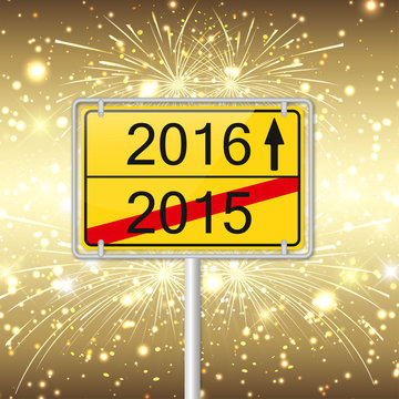 Verkehrsschild 2016 Silvester Jahreswechsel