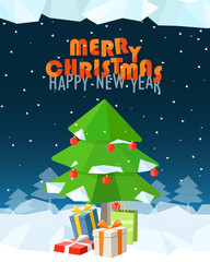 Christmas greeting card. Merry Christmas and Happy New Year