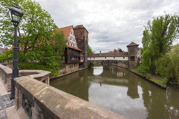 Fototapeta na wymiar Street view of Nuremberg, the second-largest city in Bavaria, Germany.