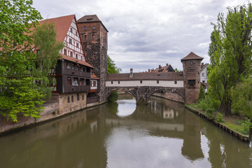 Fototapeta na wymiar Street view of Nuremberg, the second-largest city in Bavaria, Germany.