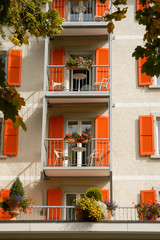 Fototapeta na wymiar Classic style balcony with flowers