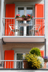Classic style balcony with flowers
