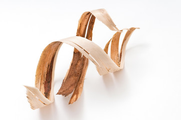 Bark. Wood shavings in a carpenter's masterpiece.