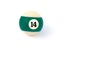 Billiard ball fourteen isolated on a white background