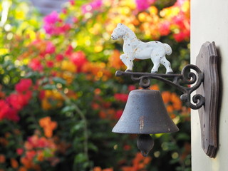 bell decorated doll dressing flower garden horse lanscapes outdoor sculpture