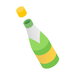 Champagne bottle isometric 3d icon