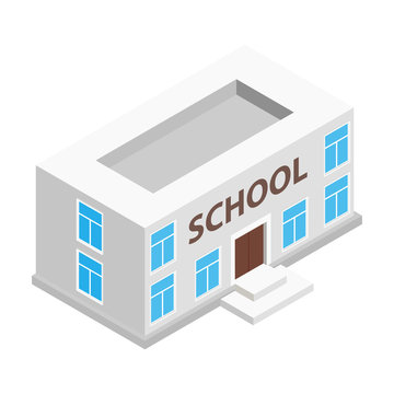 School Building Isometric 3d Icon