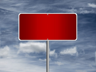 High resolution blank road sign empty highway street red signage.