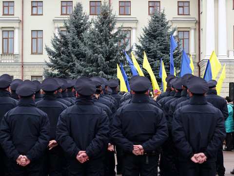 Ceremony Of Taking Oath By The New Patrol Police In Khmelnytskyi, Ukraine