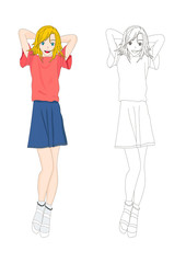 Girl Denim Fashion Caucasian No.1 Vector Illustration