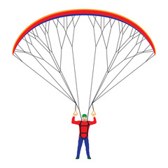 Man with a paraglider.