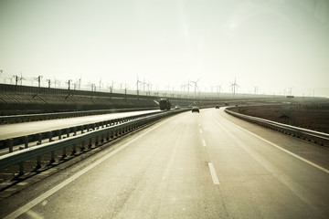 Windmills for electric power production, Zaragoza province, Arag