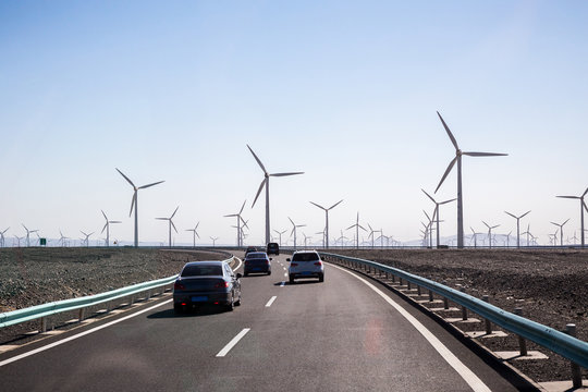 Windmills for electric power production, Zaragoza province, Arag