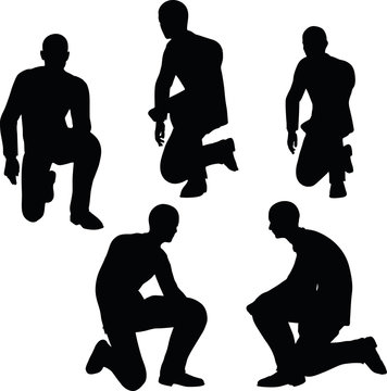 businessman stand to kneel