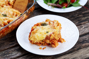 Tuna Pasta Bake with cheese and tomatoes