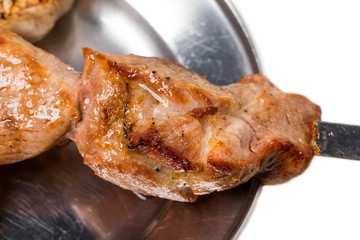 Grilled pork shish kebab.