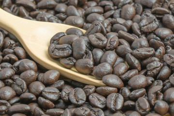 coffee bean with wooden spoon