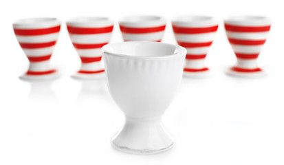 Red and White stripe egg cups, isolated on white