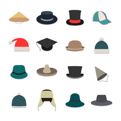 Icons hats, vector illustration.