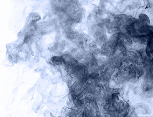 blue smoke on a white background. inversion