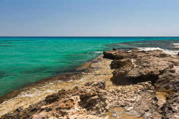 Rocky coast of Cyprus - obrazy, fototapety, plakaty