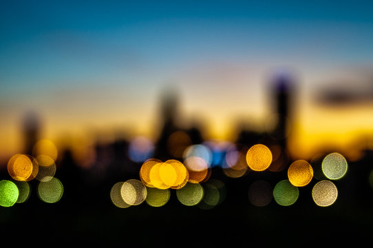abstract city skyline silhouette at early morning sunrise