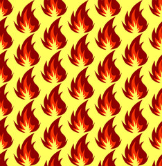 Fire symbols seamless pattern. Vector illustration.