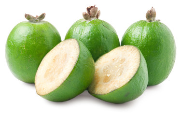 Tropical fruit feijoa isolated on white background