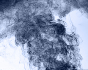 blue smoke on a white background. inversion
