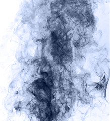 blue smoke on a white background. inversion