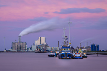 Port of Eemshaven at sunset