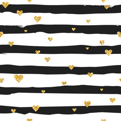 Valentine's Day Golden Heart Patterns - Seamless Background