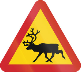 Road sign used in Sweden - Reindeer