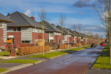 Dutch family houses in a suburban street