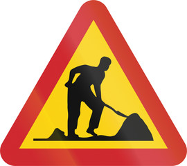Road sign used in Sweden - Road works