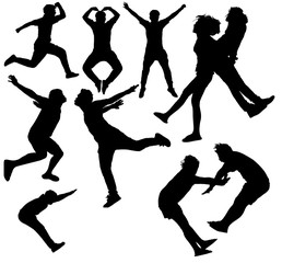 Illustration of people jumping-silhouettes
