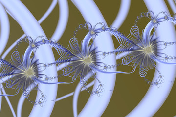 Pattern of a detailed blue flowers series. Tracery pattern. High resolution abstract fractal computer generated image
